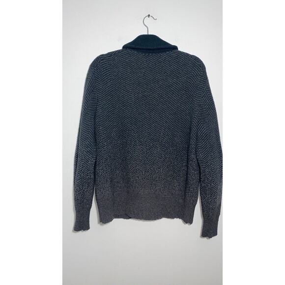 Banana Republic Cardigan Mens Large Navy Grey Ombré Print Wool Button Up Sweater - Picture 4 of 10